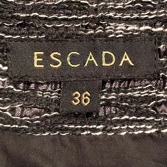 VINTAGE ESCADA Women’s Size 6 - 8 Textured Pencil Skirt Black White Open Weave - Picture 2 of 7